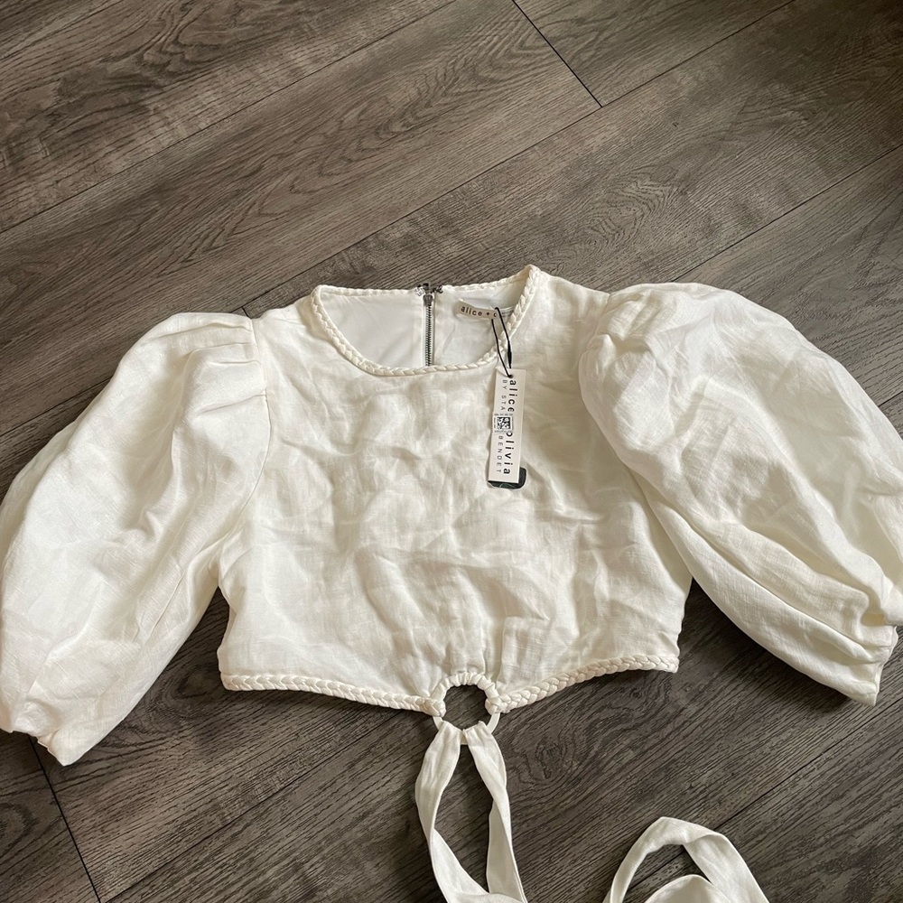 Alice + Olivia Cream Textured Top